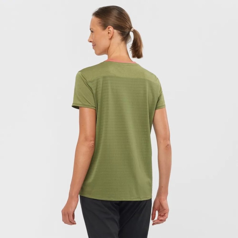 Camiseta Salomon Outline Summer Curta Sleeve Feminino Verde Oliva | PT V93824